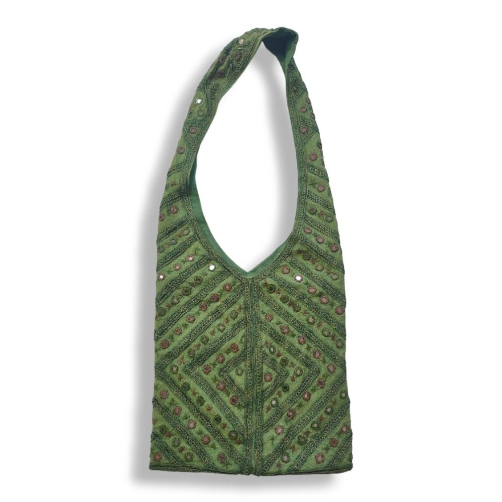 Sold-Artisan embroidered mirror embellished boho hippie crossbody bag - Picture 2 of 4